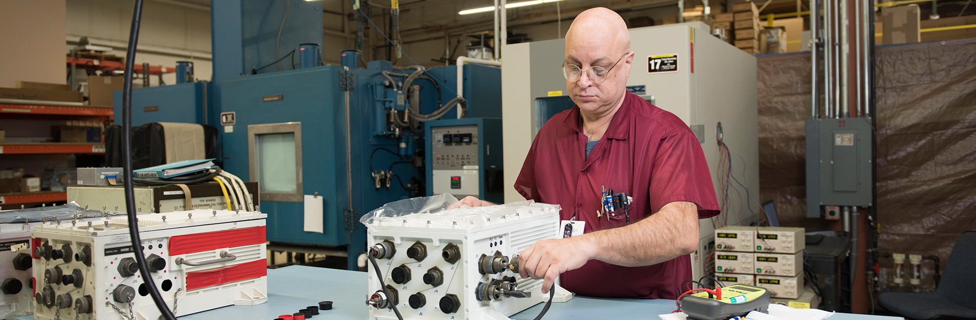 Man testing equipment