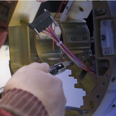 Worker working on electronic device
