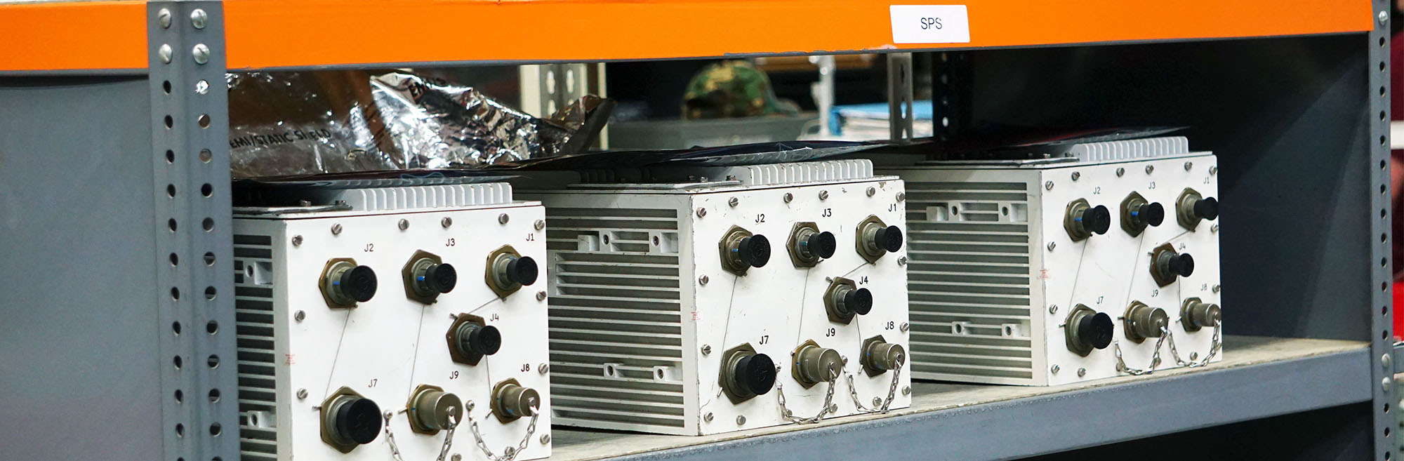 electronic equipment on a shelf