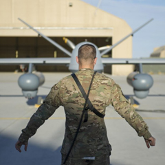 solider and unmanned vehicle