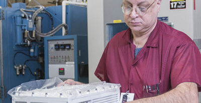 Man testing equipment