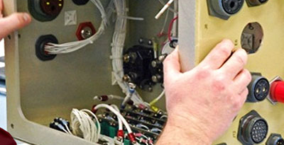 Worker working on electronic device