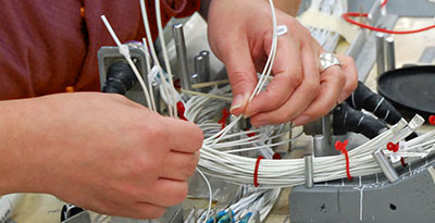 Worker working on electronic device
